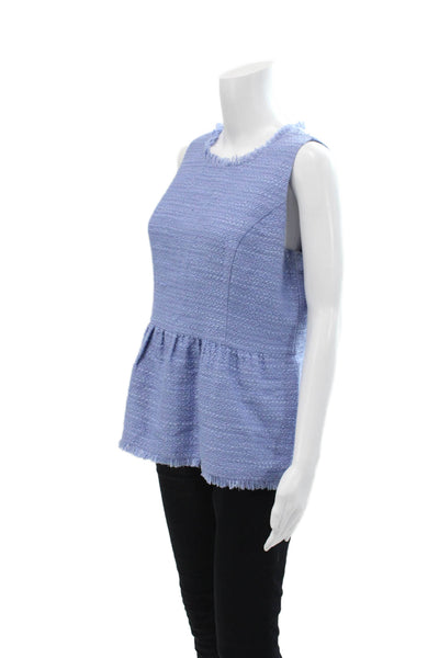 STS Sail To Sable Womens Cotton Zippered Sleeveless Peplum Top Blue Size M