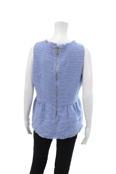 STS Sail To Sable Womens Cotton Zippered Sleeveless Peplum Top Blue Size M