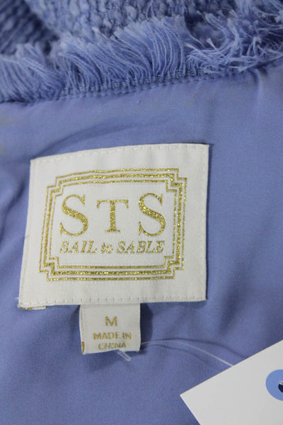 STS Sail To Sable Womens Cotton Zippered Sleeveless Peplum Top Blue Size M