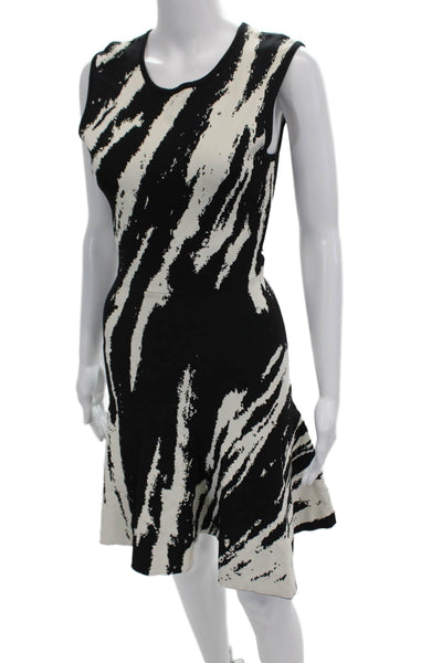 Ohne Titel Womens Round Neck Sleeveless Fit Flare Mini Dress Black White Size S