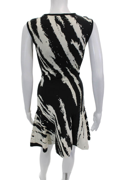 Ohne Titel Womens Round Neck Sleeveless Fit Flare Mini Dress Black White Size S
