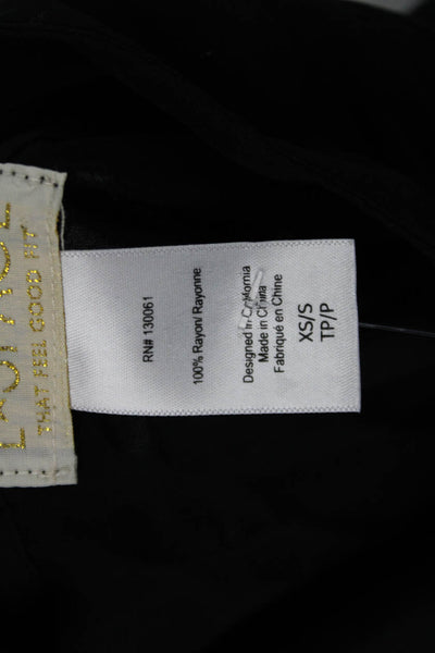 L Space Womens Button Down Drawstring Waist Shirt Dress Black Size Extra Small