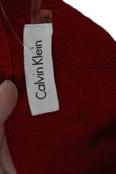 Calvin Klein Womens Sleeveless Crew Neck Layered Accent Dress Red Size L