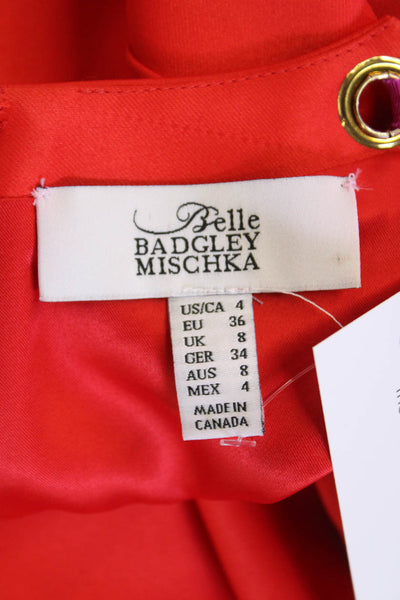 Belle Badgley Mischka Womens Sleeveless A-Line Knee Length Dress Orange Size 4