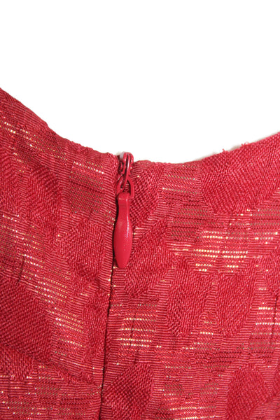 Belle Badgley Mischka Womens Floral Sleeveless Sheath Dress Red Size 4