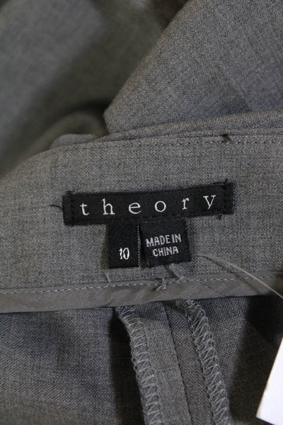 Theory Womens Wool Zippered Mid-Rise Tapered Dress Pants Gray Size 10