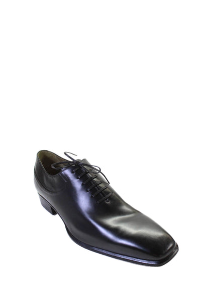 Tardini Mens Leather Slip On Whole Lace Up Oxfords Black Size 8