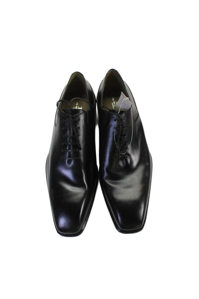 Tardini Mens Leather Slip On Whole Lace Up Oxfords Black Size 8