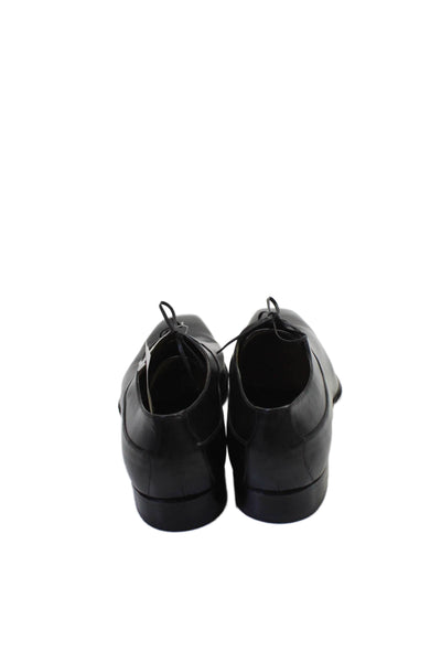Tardini Mens Leather Slip On Whole Lace Up Oxfords Black Size 8