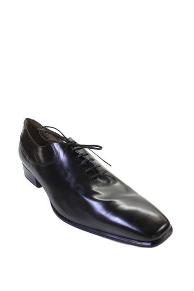 Tardini Mens Leather Lace Up Slip On One Piece Loafers Black Size 12