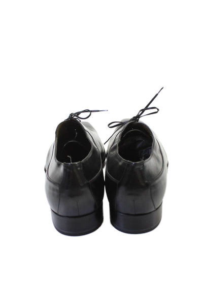 Tardini Mens Leather Lace Up Slip On One Piece Loafers Black Size 12