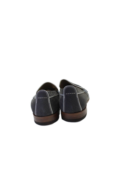 Tardini Mens Leather Slip On Alligator Trim Loafers Blue Black Size 9
