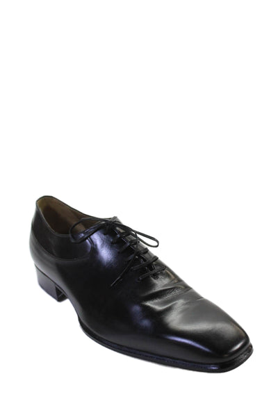 Tardini Mens Leather One Piece Slip On Lace Up Oxfords Black Size 9
