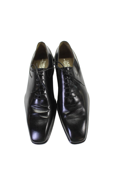 Tardini Mens Leather One Piece Slip On Lace Up Oxfords Black Size 9