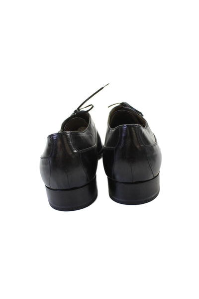 Tardini Mens Leather One Piece Slip On Lace Up Oxfords Black Size 9