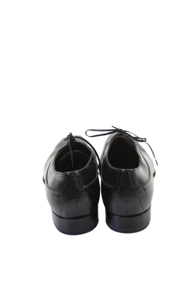 Tardini Mens Leather Lace Up Slip On One Piece Loafers Black Size 7