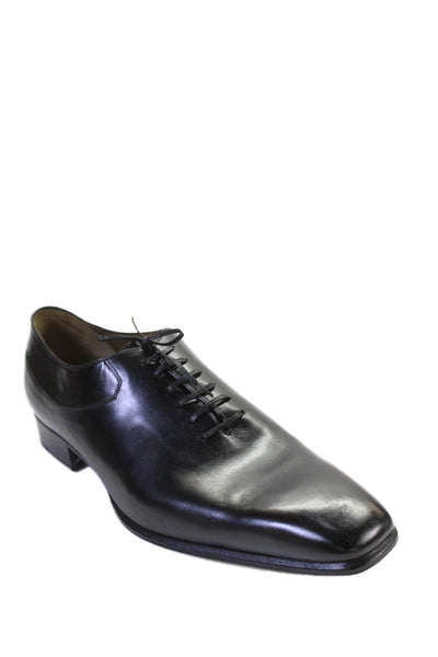 Tardini Mens Leather Slip On Lace Up Whole Oxfords Black Size 11