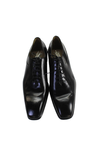 Tardini Mens Leather Slip On Lace Up Whole Oxfords Black Size 11