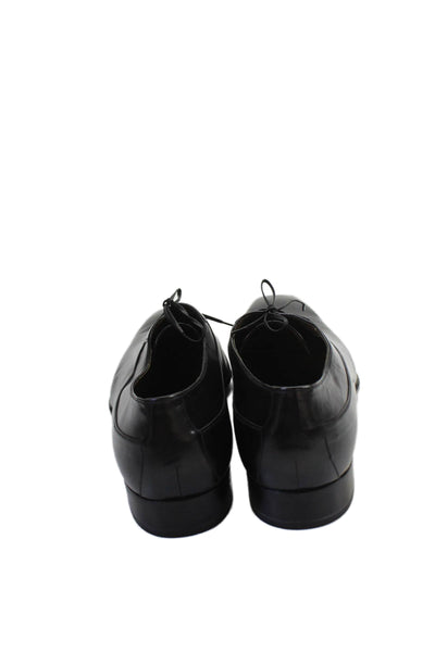 Tardini Mens Leather Slip On Lace Up Whole Oxfords Black Size 11