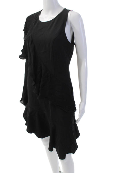 Parker Womens Textured One Long Sleeve Ruffle Short Sleek Dress Black Size 06