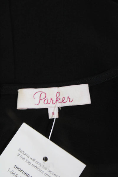 Parker Womens Textured One Long Sleeve Ruffle Short Sleek Dress Black Size 06