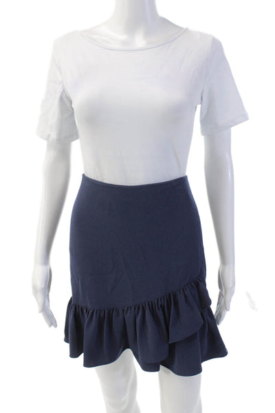 Drew Womens Textured Zip Lined Ruffle Tier Short Skirt Blue Size 04