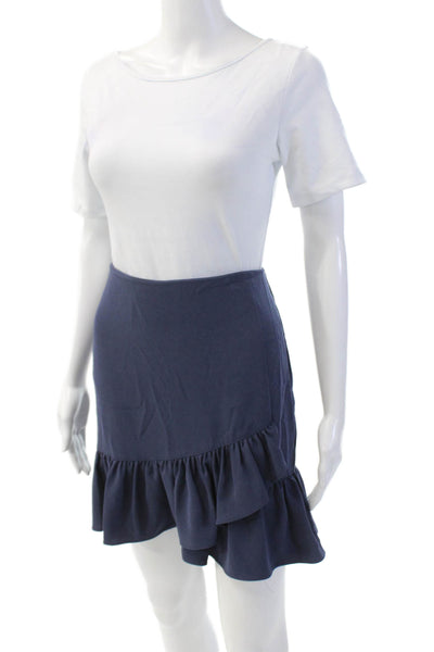 Drew Womens Textured Zip Lined Ruffle Tier Short Skirt Blue Size 04