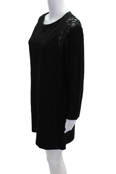Cynthia Steffe Womens Back Zip Long Sleeve Lace Trim Shift Dress Black Size 12