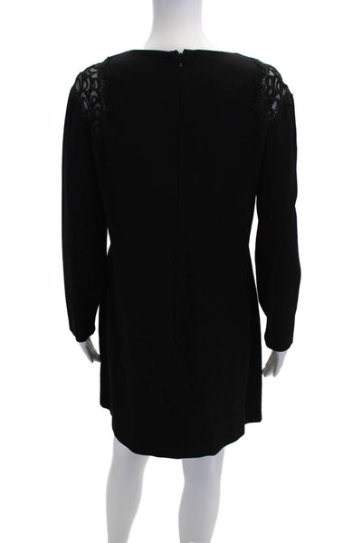 Cynthia Steffe Womens Back Zip Long Sleeve Lace Trim Shift Dress Black Size 12