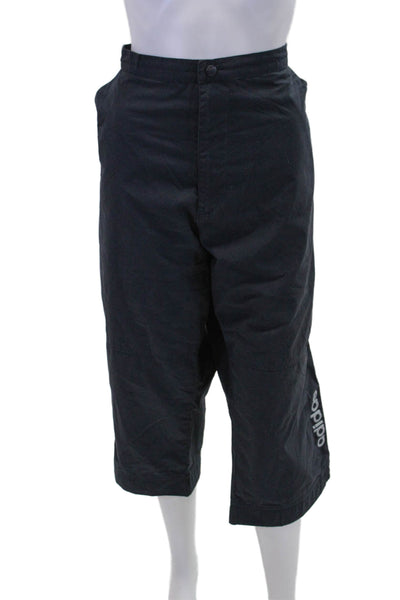 Adidas Womens Pocketed Paneled Detail Wide Legged Capris Solid Black Size L
