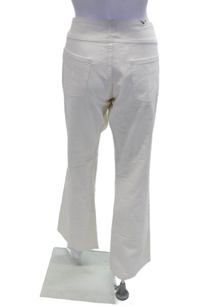 U-Key Womens Cotton Pocketed Detail Flared Leg Jeans Solid White Size 40