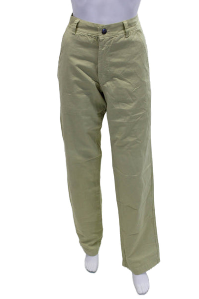 Cocoa Washwear Womens Cotton Pocketed Wide Legged Pants Light Green Size 30
