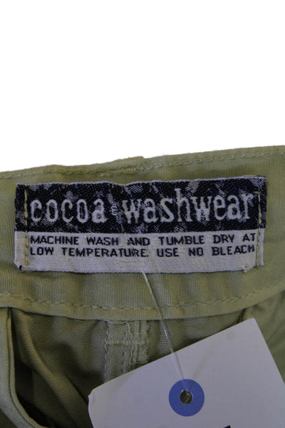 Cocoa Washwear Womens Cotton Pocketed Wide Legged Pants Light Green Size 30
