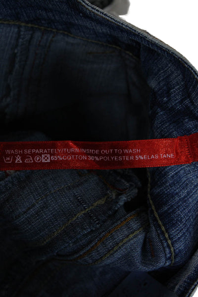 Gezhidon Womens Cotton Low Rise Stitching Detail Flared Jeans Blue Size XL