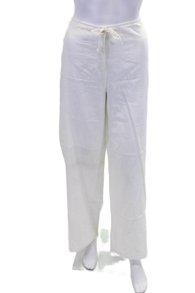 Penny Pull Womens Cotton Drawstring Waist Wide Legged Pants White Size 46