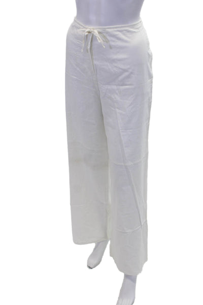 Penny Pull Womens Cotton Drawstring Waist Wide Legged Pants White Size 46