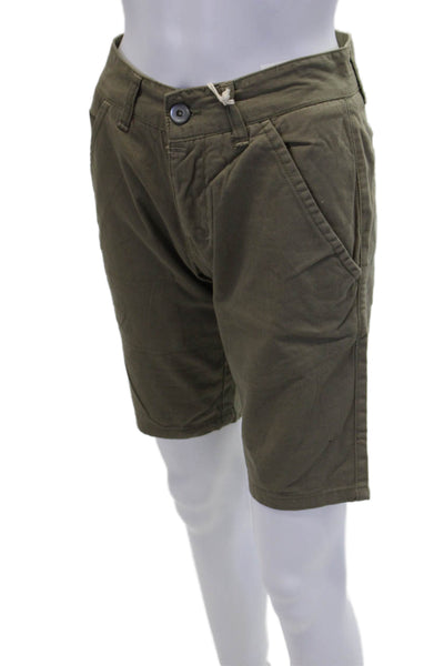 Rebel King Womens Cotton Four Pocketed Casual Shorts Olive Green Size 26