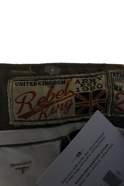 Rebel King Womens Cotton Four Pocketed Casual Shorts Olive Green Size 26