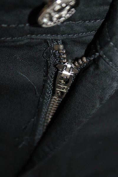 Flavia Costani Womens Cotton Rhinestone Detail Skinny Leg Pants Black Size 42