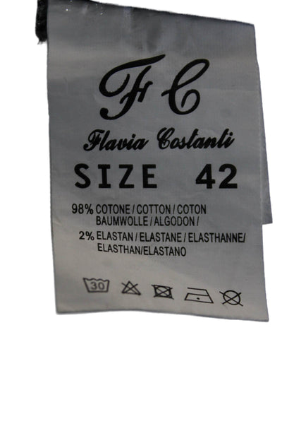 Flavia Costani Womens Cotton Rhinestone Detail Skinny Leg Pants Black Size 42
