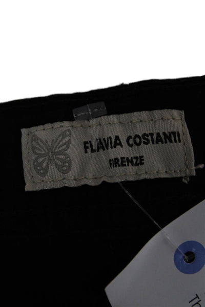 Flavia Costani Womens Cotton Rhinestone Detail Skinny Leg Pants Black Size 42