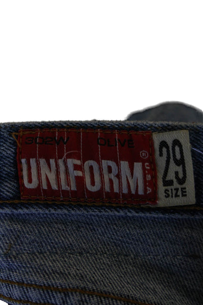 Uniform Womens Cotton Buttoned Four Pocket Straight Legged Jeans Blue Size 29
