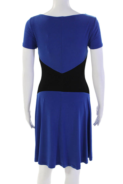Belle Badgley Mischka Women's Round Neck Sleeveless Mesh Mini Dress Blue Size 4