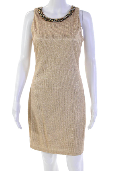 Belle Badgley Mischka Women's RBead Embellish Sprkle Mini Dress Gold Size 4