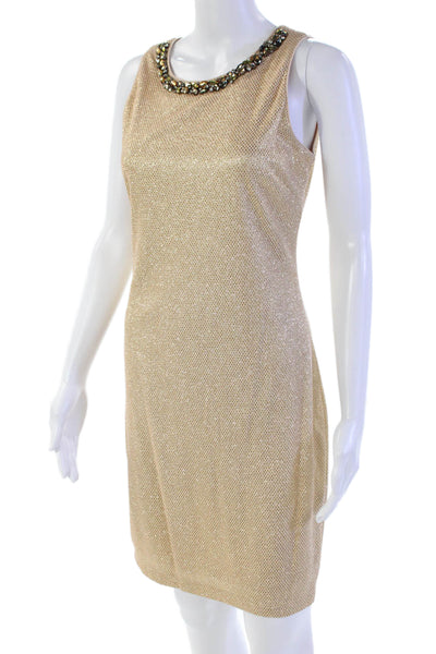 Belle Badgley Mischka Women's RBead Embellish Sprkle Mini Dress Gold Size 4