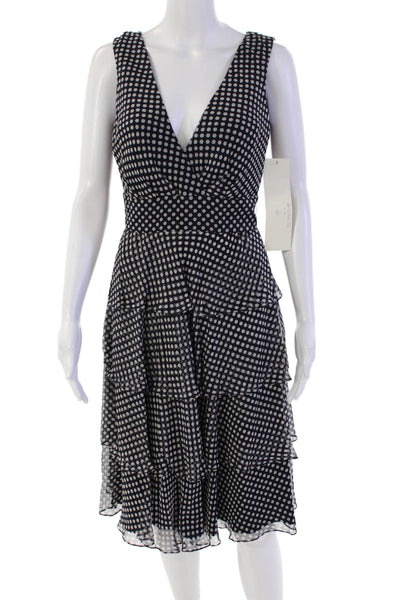 Badgley Mischka Collection Women's Ruffle Tiered Midi Dress Polka Dot Size 0
