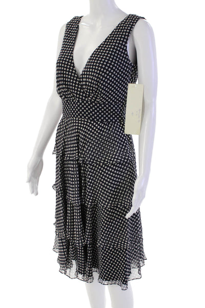Badgley Mischka Collection Women's Ruffle Tiered Midi Dress Polka Dot Size 0