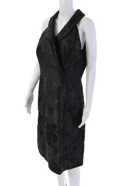 Adrianna Papell Women's Wrap Front Flare Midi Dress Black Floral Size M