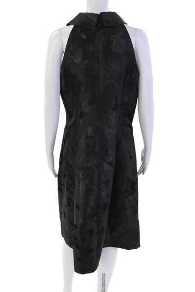Adrianna Papell Women's Wrap Front Flare Midi Dress Black Floral Size M