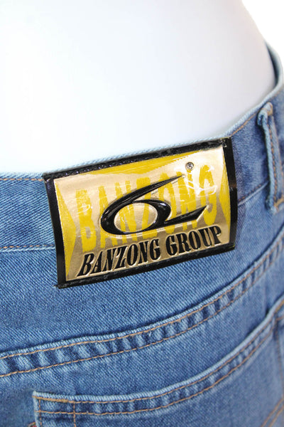Banzong Womens Medium Washed Buttoned Straight Leg Jeans Blue Size XL